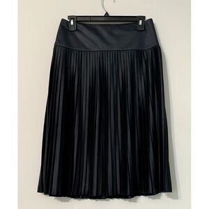 Uniqlo U Japan Women's Black Satin Zip Pleated Skirt Size Medium